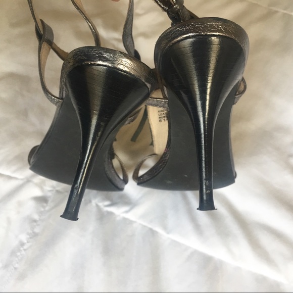 Slate Metallic Fringed Sandals - Picture 2 of 7